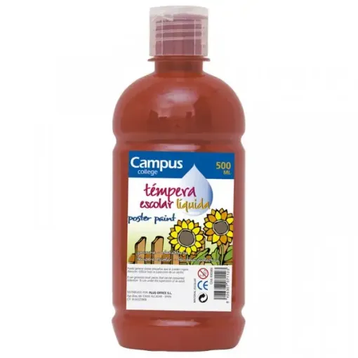 Imagen de Tempera escolar liquida CAMPUS College en botella de 500ml. color marron