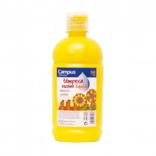 Imagen de Tempera escolar liquida CAMPUS College en botella de 500ml. color amarillo