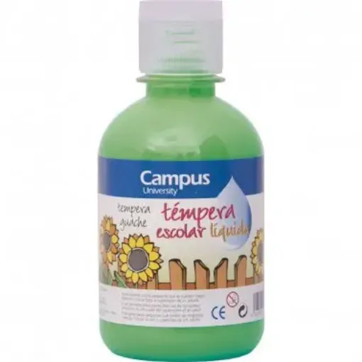 Imagen de Tempera escolar liquida CAMPUS College en botella de 250ml. color verde