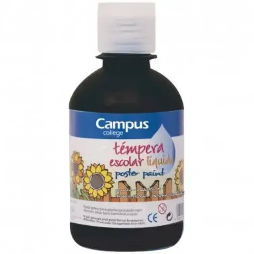 Imagen de Tempera escolar liquida CAMPUS College en botella de 250ml. color negro