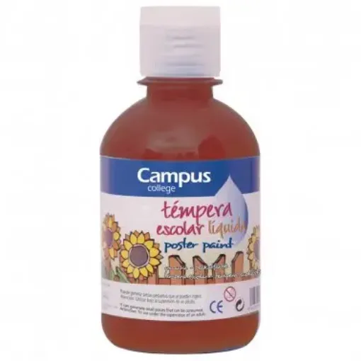 Imagen de Tempera escolar liquida CAMPUS College en botella de 250ml. color marron