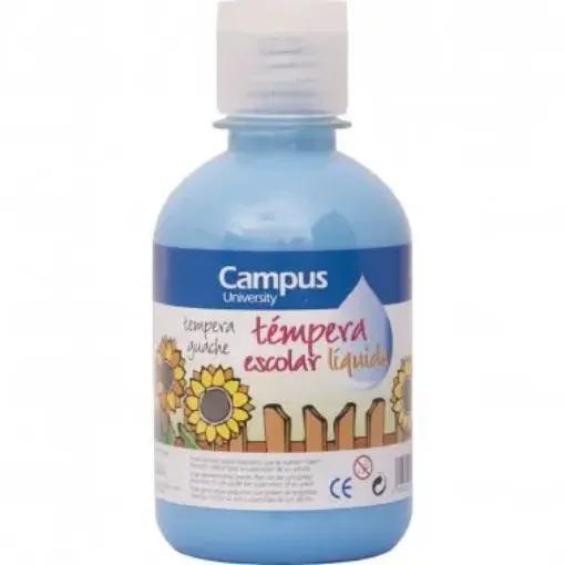 Imagen de Tempera escolar liquida CAMPUS College en botella de 250ml. color celeste