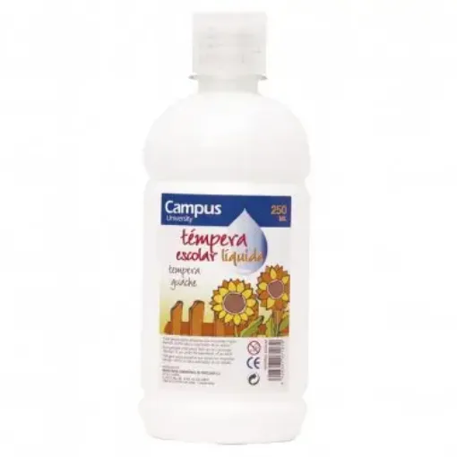 Imagen de Tempera escolar liquida CAMPUS College en botella de 250ml. color blanco