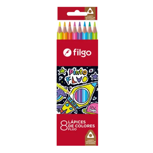 Imagen de Lapices de colores FILGO Pinto estuche con 8 colores fluo