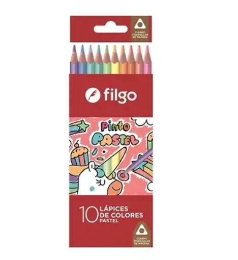 Imagen de Lapices de colores FILGO Pinto estuche con 10 colores pasteles