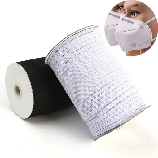 Imagen de Elastico plano cinta de 4mm de ancho color Blanco en rollo de 10mts