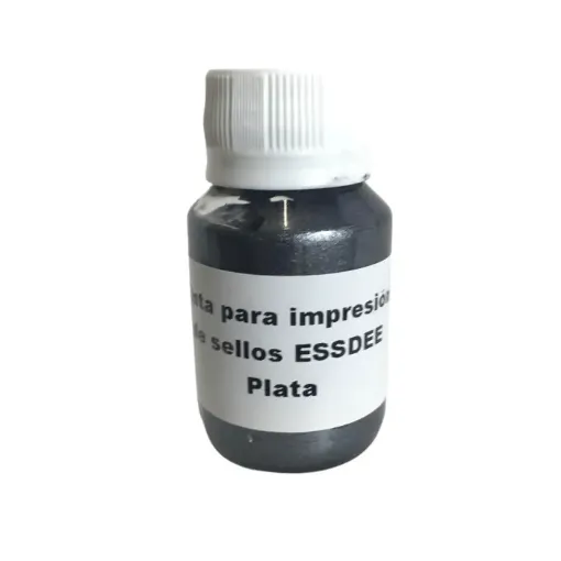 Imagen de Tinta para impresion de sellos ESSDEE LINO Printing Ink de 60ml. color 14 Metallic Silver Plata