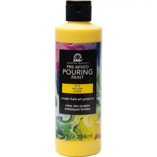 Imagen de Pouring Paint medio premezclado acrilico FOLKART *8oz 236ml color 7215 Yellow Amarillo