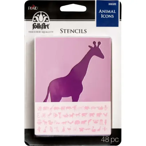 Imagen de Set de 48 stenciles de animales FOLKART Value Pack Animals 3" 7.62cms. 
