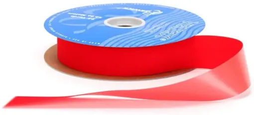 Imagen de Cinta veltex agamuzada roja de 3.5cms. de ancho en rollo de  25yds=22.86 mts. OFERTA ESPECIAL 
