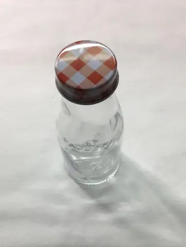 Imagen de Frasco de vidrio botella con tapa rosca color de 5*13cms. FD548