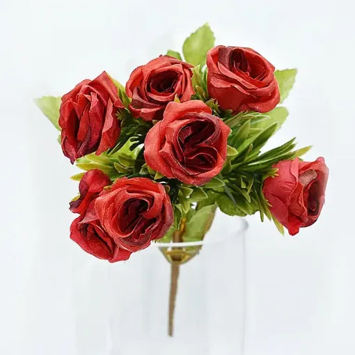 Imagen de Ramo de rosas *7 con hojas grandes de 28cms. color rojo