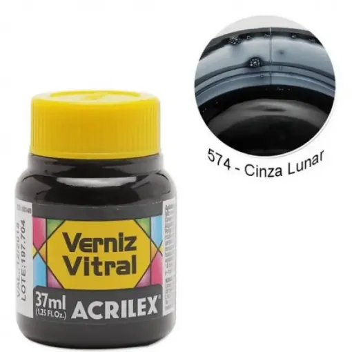 Imagen de Barniz vitral pintura para vidrio ACRILEX *37ml. color Gris ceniza Lunar 574