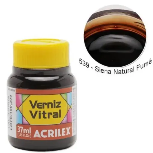 Imagen de Barniz vitral pintura para vidrio ACRILEX *37ml. color Siena Natural Fume 539