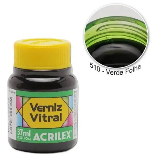 Imagen de Barniz vitral pintura para vidrio ACRILEX *37ml. color Verde hoja 510