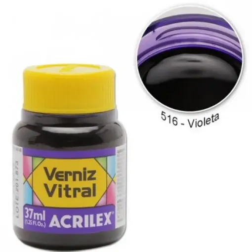 Imagen de Barniz vitral pintura para vidrio ACRILEX *37ml. color Violeta 516