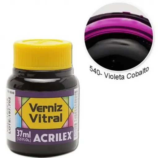 Imagen de Barniz vitral pintura para vidrio ACRILEX *37ml. color Violeta Cobalto 540