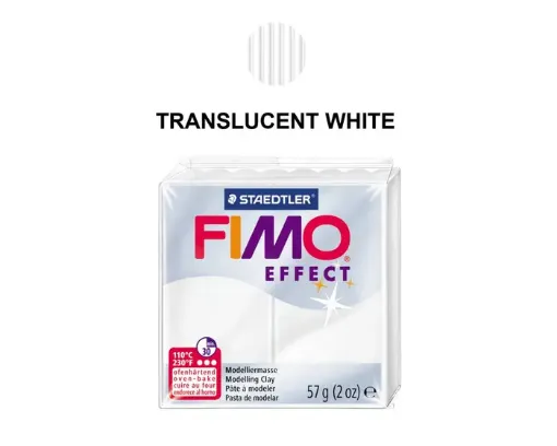 Arte en Casa-Arcilla polimerica pasta de modelar FIMO Effect *57grs.  Translucido color Blanco 014