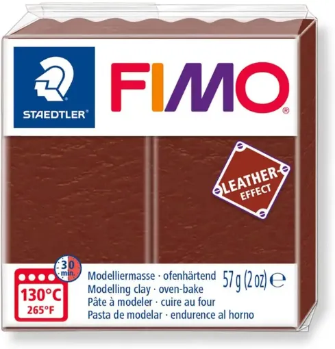 Imagen de Arcilla polimerica pasta de modelar FIMO Leather Effect Efecto Cuero *57grs. color 779 Nuez 