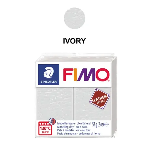 Imagen de Arcilla polimerica pasta de modelar FIMO Leather Effect Efecto Cuero *57grs. color 029 Ivory Marfil