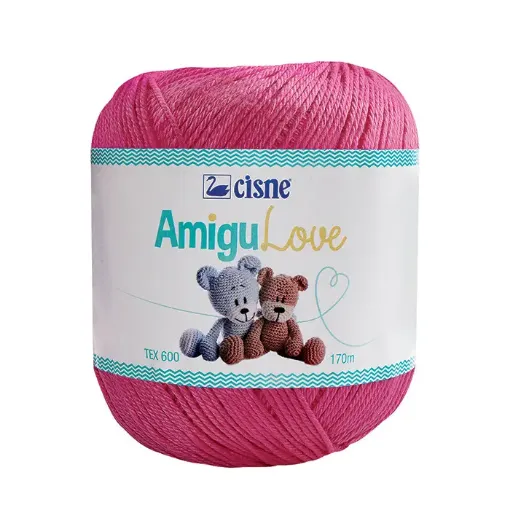 Imagen de Hilo de algodon crochet Amigulove CISNE TEX600 100gr.=170mts color Rosado fuerte 01179
