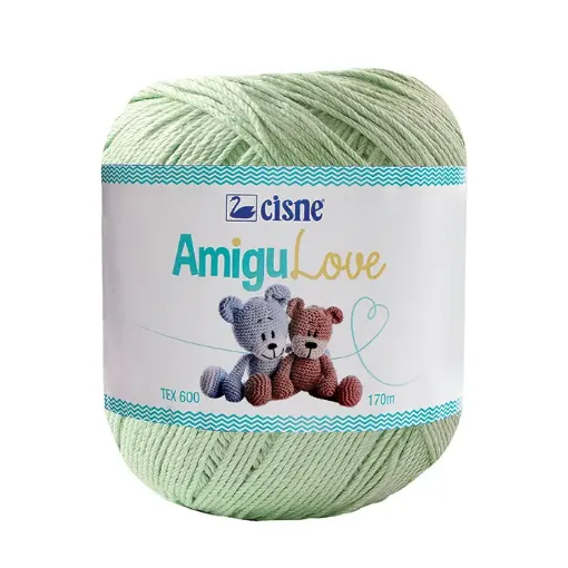Imagen de Hilo de algodon crochet Amigulove CISNE TEX600 100gr.=170mts color Verde agua 00206