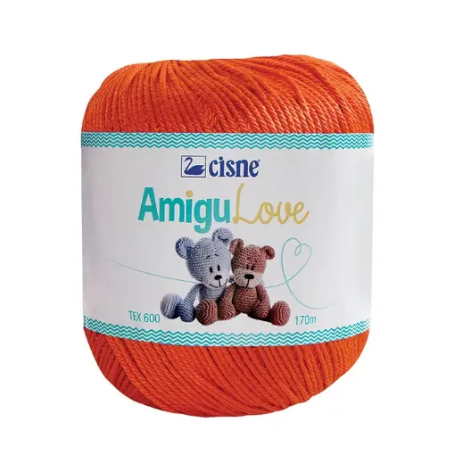 Imagen de Hilo de algodon crochet Amigulove CISNE TEX600 100gr.=170mts color Naranja 00332