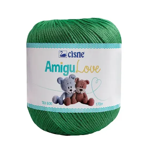 Imagen de Hilo de algodon crochet Amigulove CISNE TEX600 100gr.=170mts color Verde Bandera 00229