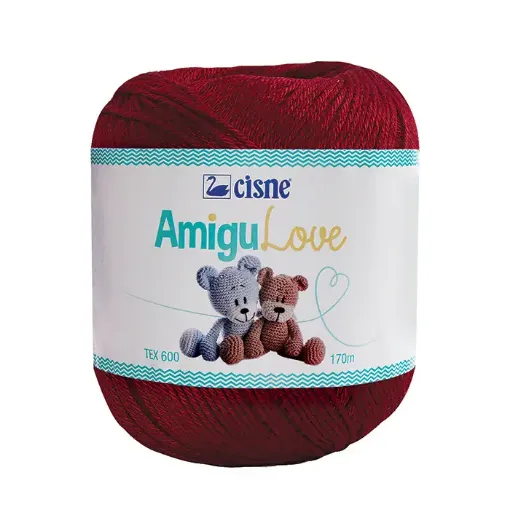 Imagen de Hilo de algodon crochet Amigulove CISNE TEX600 100gr.=170mts color Bordeaux 01005
