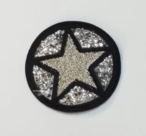 Imagen de Aplique parche bordado termoadhesivo para tela modelo Estrella en circulo con piedras brillos de 7*7cms