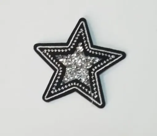 Imagen de Aplique parche bordado termoadhesivo para tela modelo Estrella con piedras brillos de 7*7cms