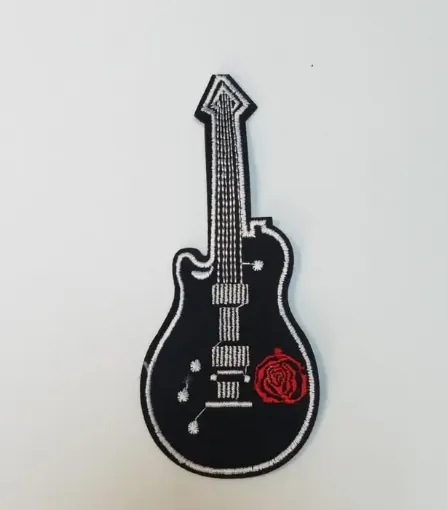 Imagen de Aplique parche bordado termoadhesivo para tela modelo Guitarra de 5.5*13.5cms
