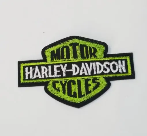 Imagen de Aplique parche bordado termoadhesivo para tela modelo Harley verde manzana de 6.5*10cms