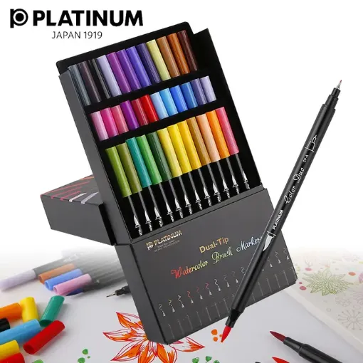 Imagen de Marcadores punta pincel Watercolor Brush Markers Dual-Tip CF-A36PK PLATINUM *36 colores