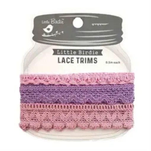 Imagen de Kit Little Birdie de cinta crochet color lila y rosado de *1.5mts. CR79608