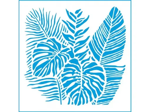 Imagen de Stencil marca LITOARTE de 20x20 cms. cod.STXX-183 Hojas tropicales