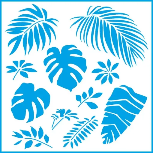 Imagen de Stencil marca LITOARTE de 20x20 cms. cod.STXX-132 Hojas tropicales