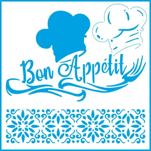Imagen de Stencil marca LITOARTE de 20x20 cms. cod.STXX-111 Bon Appetit