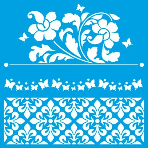 Imagen de Stencil marca LITOARTE de 20x20 cms. cod.STXX-077 Flores y azulejos