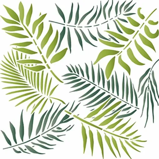 Imagen de Stencil marca LITOARTE de 20x20 cms. cod.STXX-065 Estampado de hojas tropicales