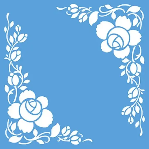 Imagen de Stencil marca LITOARTE de 20x20 cms. cod.STXX-038 Guarda esquinero de rosas