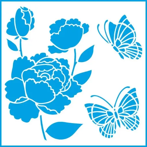 Imagen de Stencil marca LITOARTE de 20x20 cms. cod.STXX-026 rosas y mariposas