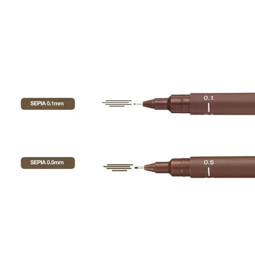 Imagen de Marcador UNI PIN estilografo para dibujo fineliner permanente con punta graduada color Sepia 0.5mm.
