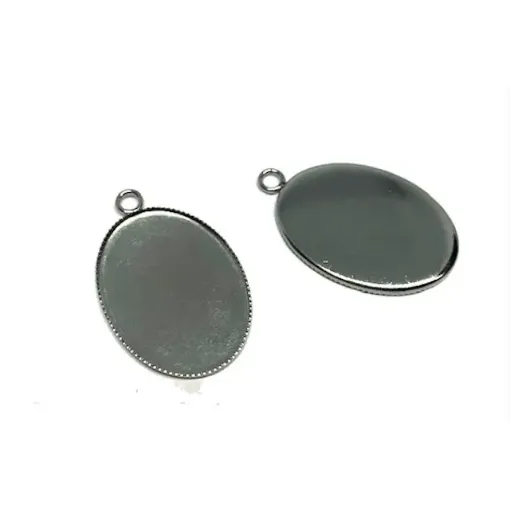 Imagen de Base de medalla para rellenar con resina Ovalada de 25x18mms Int. niquelada por unidad