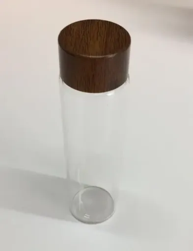 Imagen de Frasquito de vidrio con tapa de madera RB12582 de 2.5x9cms por unidad