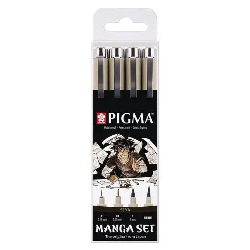 Imagen de Marcadores MANGA PIGMA SAKURA Micron Sepia set de 4 tonos diferentes