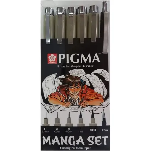 Imagen de Marcadores MANGA PIGMA SAKURA punta 0.5mms. set de 8 colores