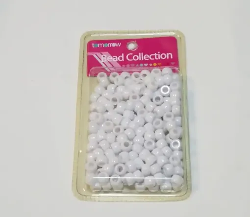 Imagen de Cuentas de acrilico redondas de 8mms. Bead Collection en blister de color blanco *200 unidades