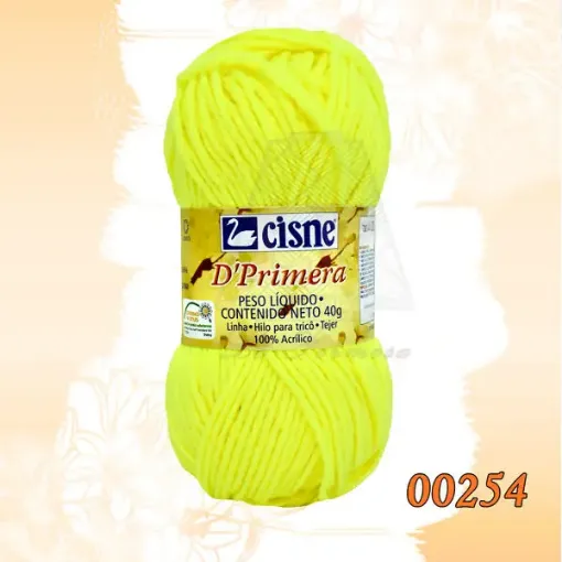 Imagen de Lana tejer acrilica CISNE d`primera TEX468 40grs. color 00254 amarillo limon fluo