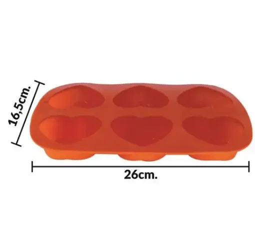 Imagen de Molde de silicona forma corazon *6 unidades 26*16.5*3cms.